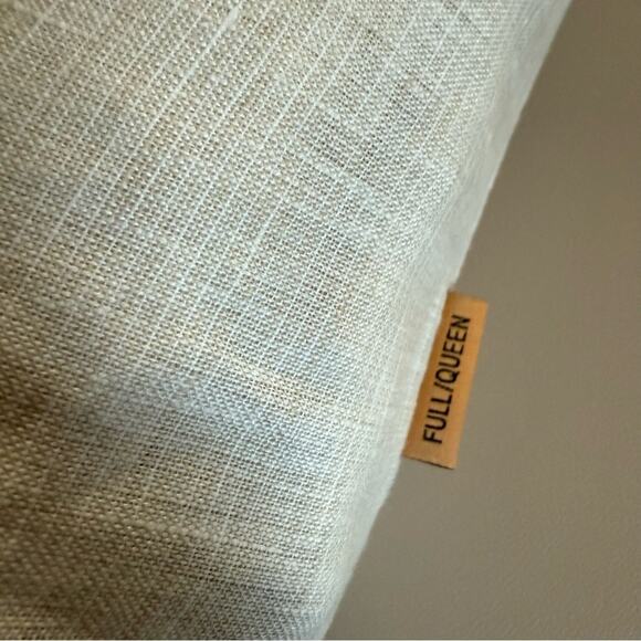 Quince European Linen Duvet Cover Set Natural Mini Pinstripe Size Queen - Picture 9 of 15